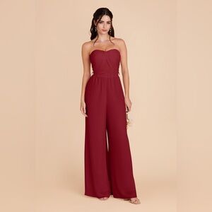 Elegant Burgundy Strapless Jumpsuit